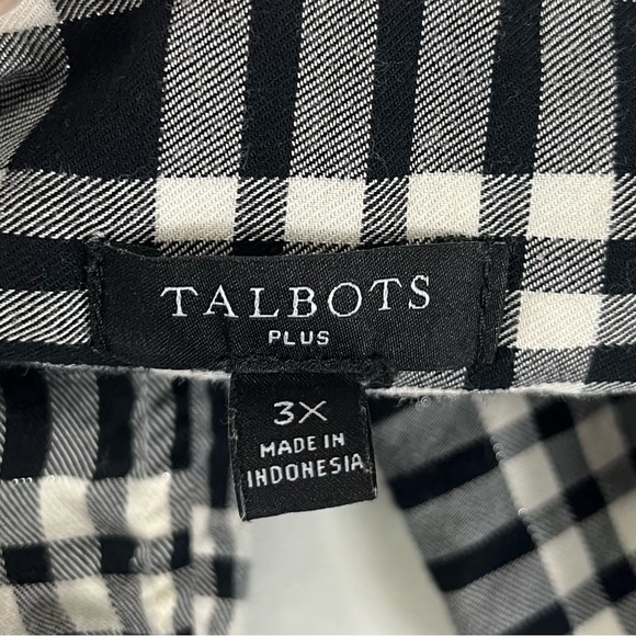 Talbots Plaid Blouse With Metallic Thread Accents Size 3X - Picture 4 of 6